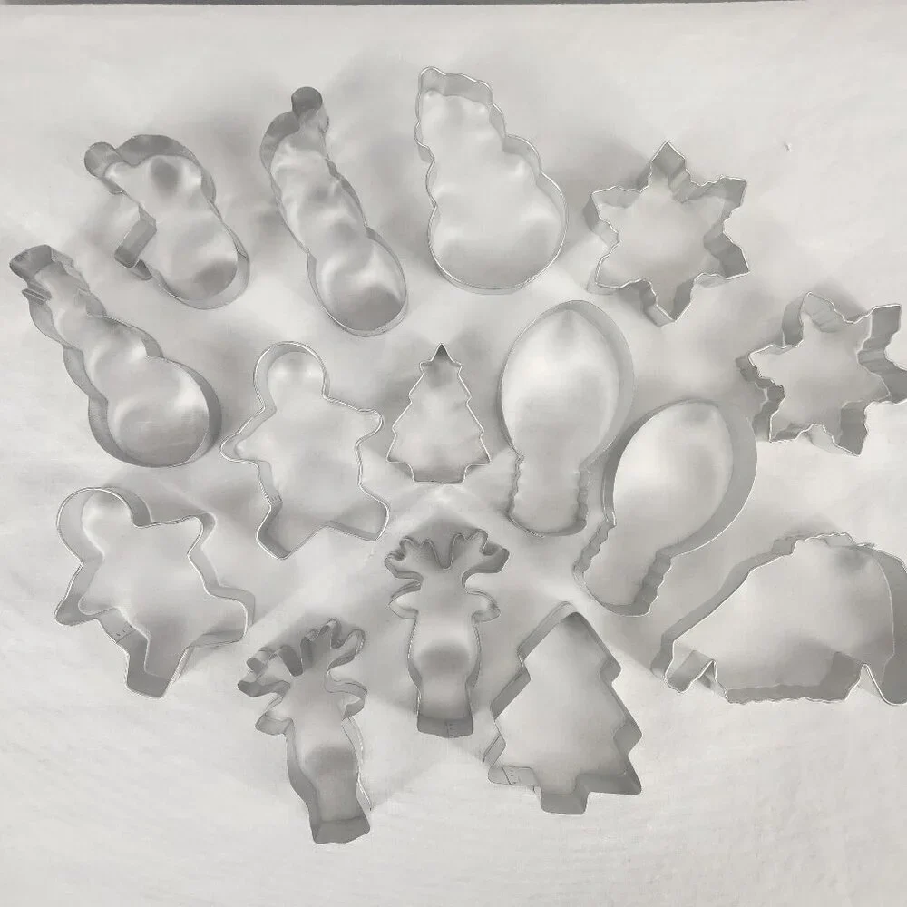 Lot 15 Metal Christmas Cookie Cutters Snowman Ugly Sweater Snowflake Tree Men